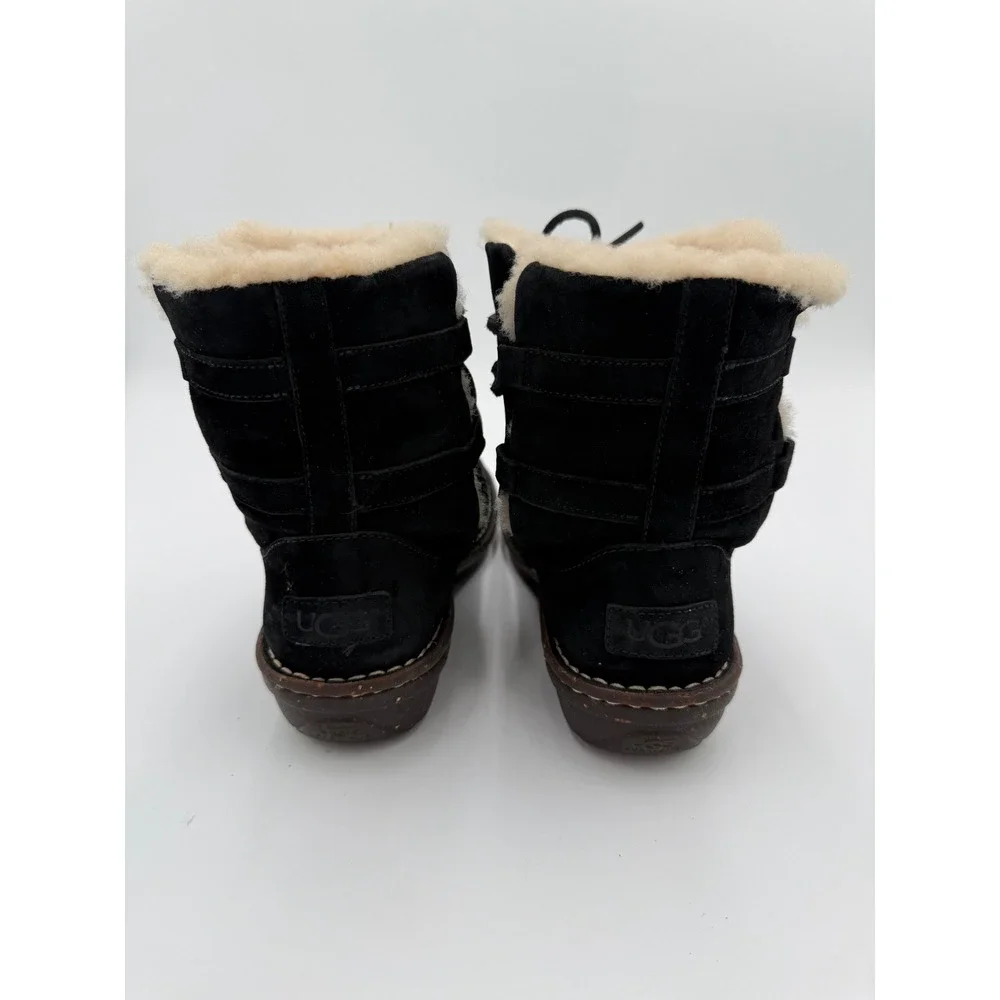 UGG Caspia Suede Leather Lace Up Sherpa Fur Lined‎ Ankle Boots Winter Booties 8